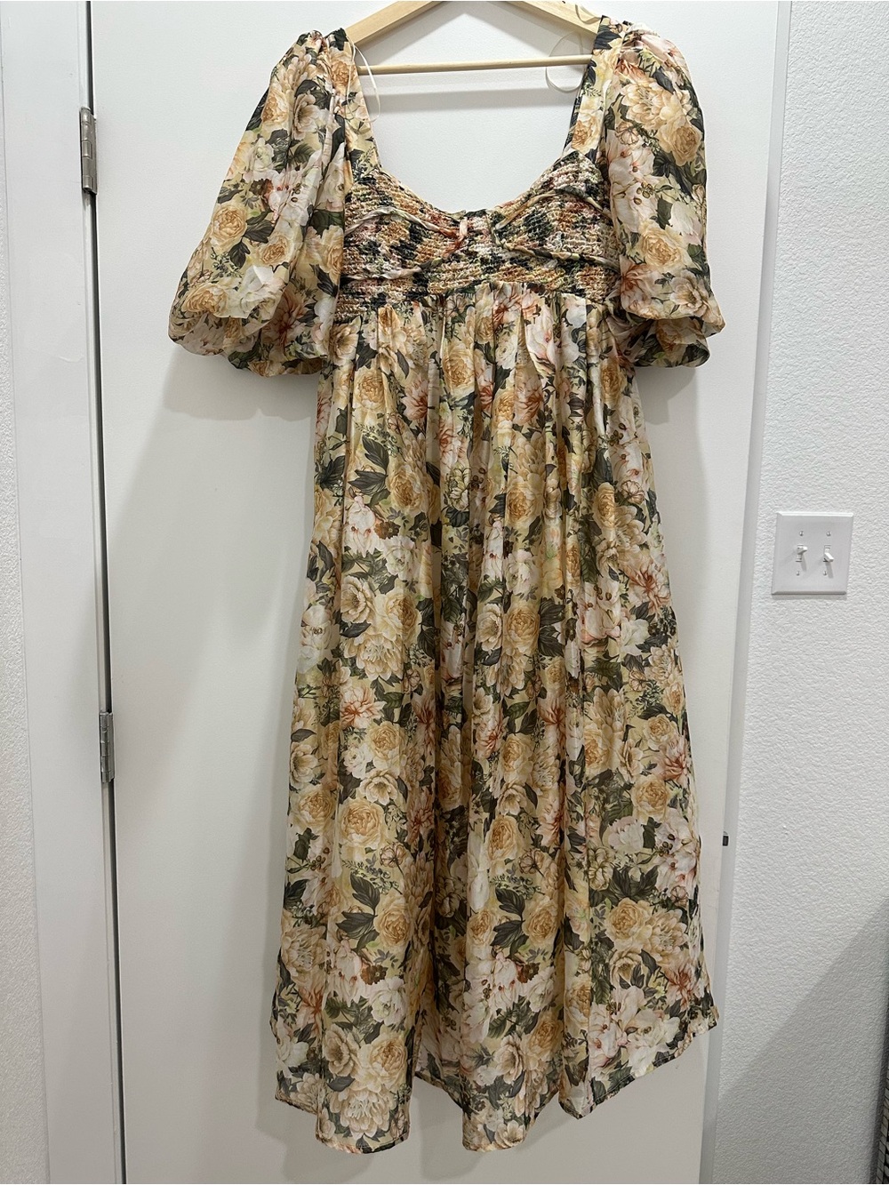 Worth Yellow Floral Maxi Dress with Puff Sleeves - Picture 4 of 9